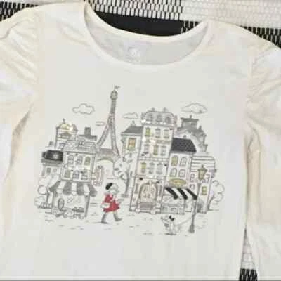 City girl France Eiffel Tower cotton ruched sleeves long sleeve girl shirt top 8 - Image 1 of 3