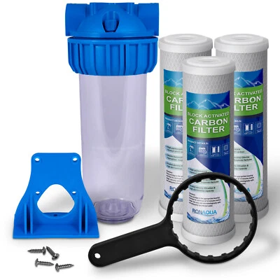 10" Clear Standard Whole House Water Filter System with Block Carbon Filter - Image 1 of 4