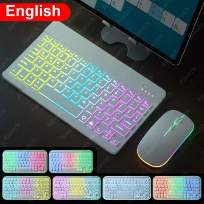 RGB Wireless Keyboard & Mouse - Ultra Slim, Rechargeable, LED Backlit, Silent UK - Image 1 of 4