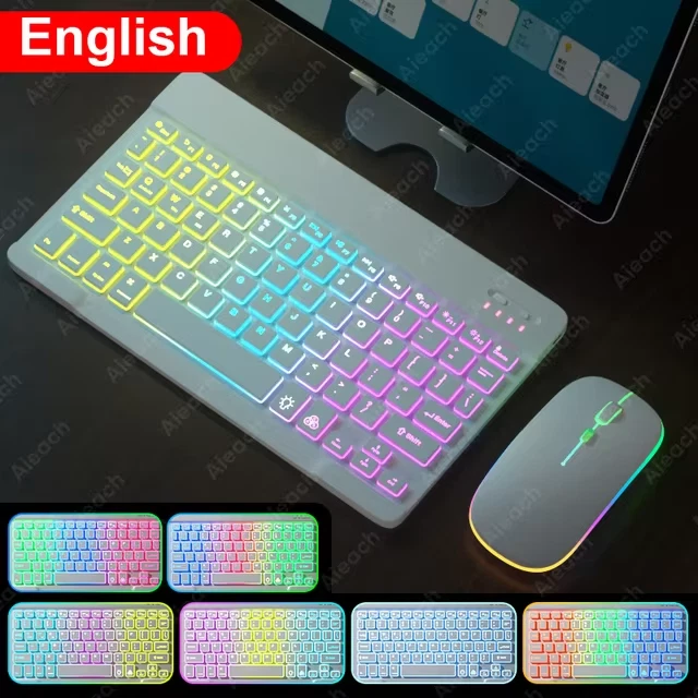 Wireless LED Backlit Keyboard & Mouse - Rechargeable RGB, 2.4GHz for PC/Laptop - Image 1 of 4