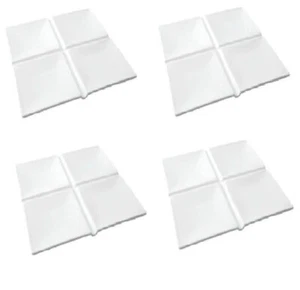 4x Teller Serviertabletts Schüsseln quadratisch 4 Abschnitte Knabbereien Leckerli 8,5" Keramik weiß - Bild 1 von 5