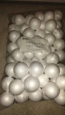 BAG OF 72 STYROFOAM BALLS 2" SCHOOL CHRISTMAS ARTS & CRAFTS SMOOTH POLYSTYRENE - Image 1 of 2