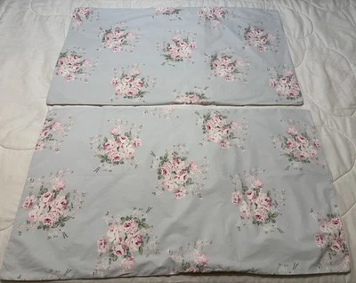 2 Simply Shabby Chic Pillow Shams Pink Rose Floral Cotton Cottagecore EUC - Image 1 of 4