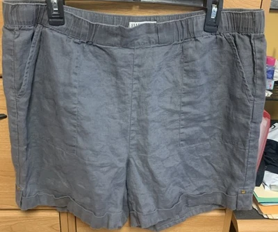 Pantalones Cortos Ellen Tracy Mujer Talla L Jersey Suelto Gris 100% Lino  Foto 1 de 4