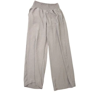 Böhme Smocked Waist Wide Leg Pants Crinkle Textured Taupe M - Picture 1 of 5