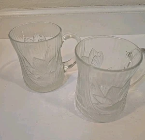 Vintage Arcoroc Canterbury Crocus Glass Coffee 2 Piece Mug Set of 3D  - Picture 1 of 8