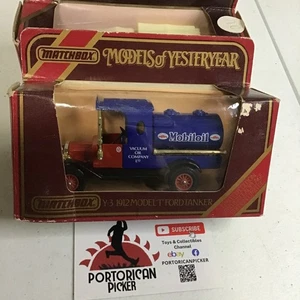 MATCHBOX MODELS YESTERYEAR MOY Y3 BLUE 1912 FORD MODEL T MOBIL OIL TANK TRUCK - Picture 1 of 4
