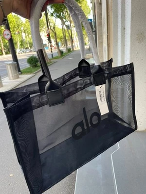 NWT Alo Yoga Large Sheer Mesh Tote – Black See Through Travel Gym Shoulder Bag - Image 1 of 4