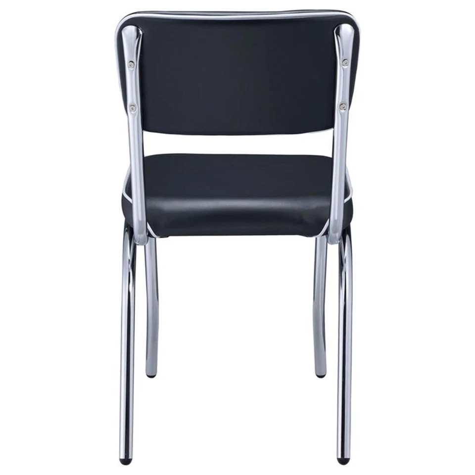 Coaster Retro Dining Side Chair in Black and Chrome (Set of 2) - Image 1 of 4
