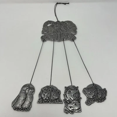 Carillón de viento de peltre Carson Arca de Noé animales de colección 1993 campanas de jardín religiosas Foto 1 de 4