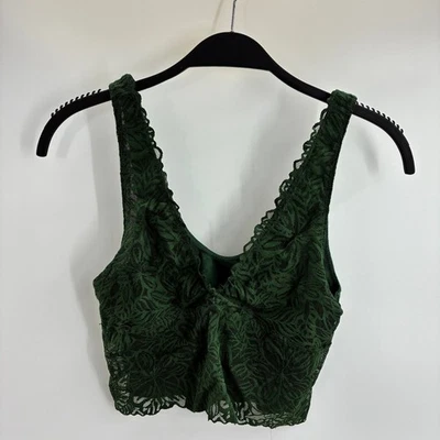 Aerie Womens S Green Lace Bralette Crop Top Wireless Stretch Lingerie - Image 1 of 4