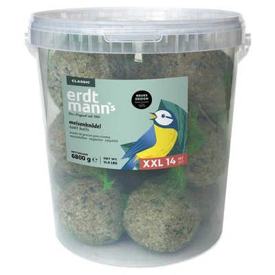 Erdtmanns 14 XXL Meisenknödel im Eimer für Wildvögel Futter 14 Stück