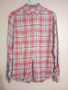 Mossimo Womens Flannel Shirt Button Up XSmall orange Long Sleeve Plaid - Imagen 1 de 4