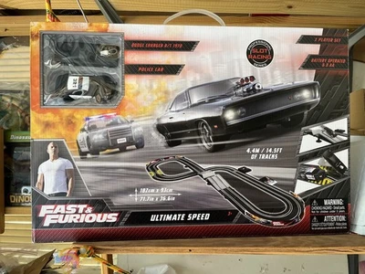 FAST N FURIOUS RACE SET W/ 2 SLOT CARS, 14 FT TRACK BATTERY OPERATED COLLECTIBLE - Image 1 of 4