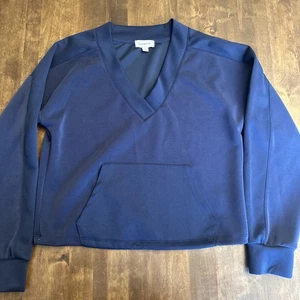 Suéter Evereve Pequeño Azul Marino Crop Pullover Cuello en V Viaje Activo Acogedor Suave 💙 - Imagen 1 de 9