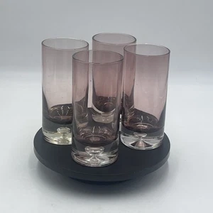 Set 4 Bicchieri Cristallo Highball Ametista Viola Base Bolla - Foto 1 di 7