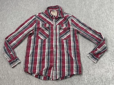 JIMMY'Z Shirt Mens Medium Red Gray Plaid Western Button Down Long Sleeve Snaps - Image 1 of 4