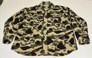 Vtg The Woodsman Duck Camo Shirt Mens L Button Up Long Sleeve USA Made Chamois - Picture 1 of 11