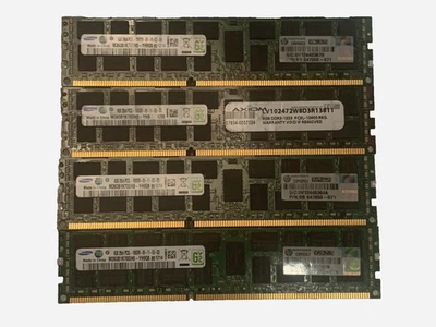 LOT OF 4 - SAMSUNG 8GB 2Rx4 PC3L-10600R ECC M393B1K70CH0-YH9 Server RAM - Image 1 of 2