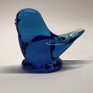 Vintage Bluebird Of Happiness Blue Glass Bird Figurine Signed Leo Ward - Picture 1 of 13