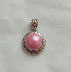 TJC Royal Bali Pink Mabe Pearl Pendant Sterling Silver 5.99 Gms