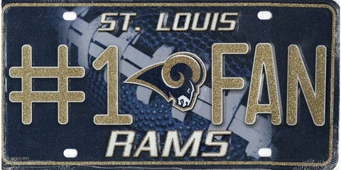 Collectible St. Louis Rams #1 Fan NFL Glitter License Plate [Los Angeles Rams] Cover