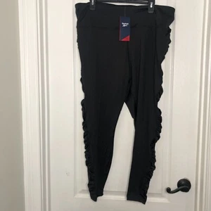 Reebok Damen Leggings 3X schwarz Saison Lux HR Leggings Rüschen sportlich Neu mit Etikett - Bild 1 von 11