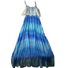 TCEC L Women’s Dress Spaghetti Straps Lace Bodest Blue Summer Maxi Dress 