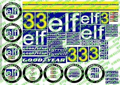 Body Decals 18 Formel1 Tyrrell P34 V8 Jody.Scheckter Monza 1976--D88--Rarität - Bild 1 von 4