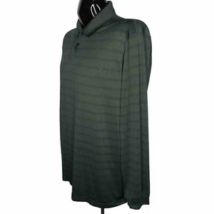 HAGGAR Long Sleeve Polo Shirt Mens Large Green Golf Casual Performance Wicking - Picture 1 of 7