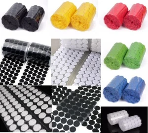 Hook & Loop Sticky Self Adhesive Dots Coins Circles 8mm 10mm 15mm 20mm 25mm 30mm - Picture 1 of 29