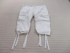 Be Bop Shorts Womens 9 White Cargo Flat Front Zip Pockets Solid Cotton Juniors - Picture 1 of 10