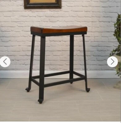 Carolina Forge Thea Saddle Counter Stool, Seat 17.5" W x 9" D x 24" H Chestnut  - Image 1 of 2