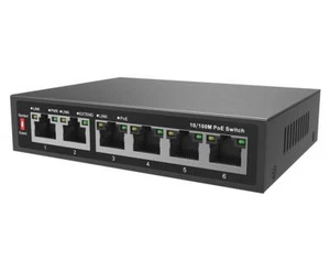 30W 6 Port PoE Switch 10/100Mbps RJ45 link Power Over Ethernet For IP Camera - Picture 1 of 4