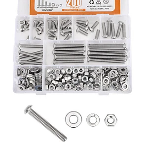 Tornillos métricos pernos y tuercas y arandelas surtido kit cabeza hexagonal 200 piezas - Imagen 1 de 6