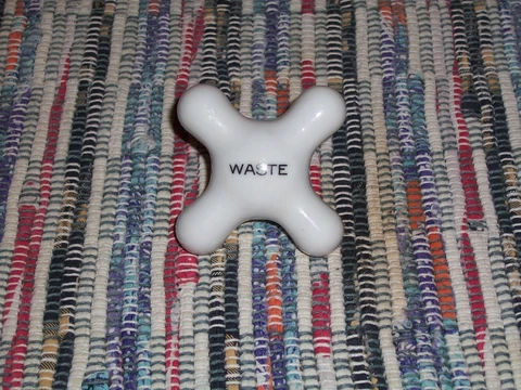 Vintage White Ceramic Waste Shutoff Handle 3 1/4" Dia Across the Handle Ends Cover