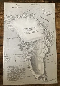 1953 vtg original magazine photo greenland ice cap arctic ocean baffin bay map - Picture 1 of 2