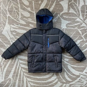 Arizona Puffer Coat Boys Size Medium M 10/12 Black Camo Blue Fleece Lined Jacket - Picture 1 of 7