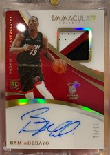 2017-18 Panini Immaculate Collection Bam Adebayo RC Patch Auto/13. “Rare”