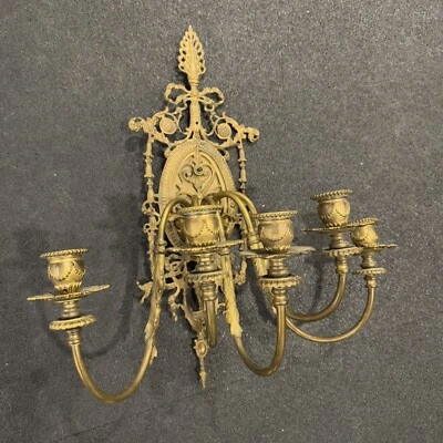19th Century Antique Gilt Bronze? Sconce Louis XVI Rococo Style 5 Arm Candle Bow - Изображение 1 из 4