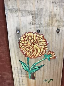 Blumenmalerei Botanisch Klein Original Wanddeko Neu auf Palette Holz Kunst - Bild 1 von 10
