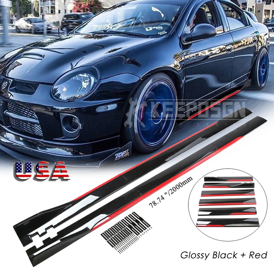 Kit de carrocería de extensión divisor de faldón lateral rojo brillante panel basculante para Dodge Neon srt4 Foto 1 de 4