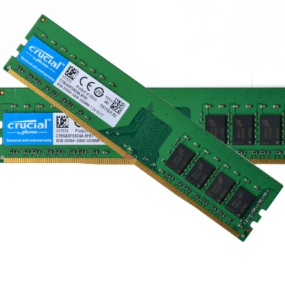 Crucial DDR4 RAM 16 GB 2x 8GB 1RX8 PC4 2400T 19200mhz UDIMM Desktop Memory CL17 - Image 1 of 4