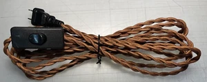 6 ft Twisted Cloth Covered Lamp Cord With Switch Button & Molded Plug 18 Gauge - Picture 1 of 8