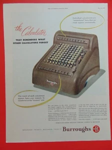Pubblicità stampa artistica fotografica Burroughs La Calcolatrice 1948 - Foto 1 di 1
