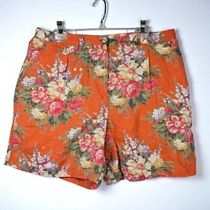 VTG Lauren Ralph Lauren Floral Print Linen Shorts Woman 16 Colorful Pockets READ - Picture 1 of 13