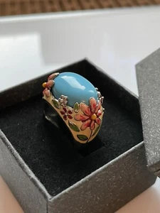 David Sigal Designer Ring 925 Silber Silberring emaille Email mit Blumen Gr. 56 - Bild 1 von 12