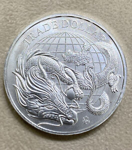Scarce 1 Oz China .999  Silver Trade Dollar British Zodiac Dragon US Coin $1 BU