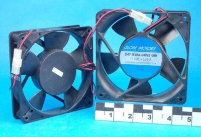 Lot of 2 - GLOBE - D47-B10A-04W2-000 Axial Fan,  12VDC, 0.20A, 800CFM, 120mm RFE - Image 1 of 4