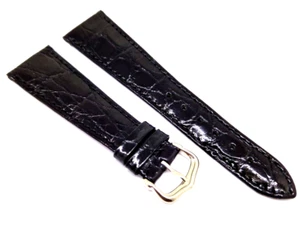 Correa de reloj, correa de reloj 22/16 mm original Gucci cocodrilo estampado negro / 151 - Imagen 1 de 4